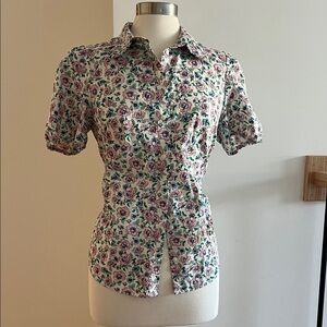 J. Crew Floral Button-Down Shirt - Pink and Green